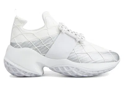 Pre-owned Roger Vivier Viv' Run Fabric Crystal Buckle (women's) Sneakers In Silver
