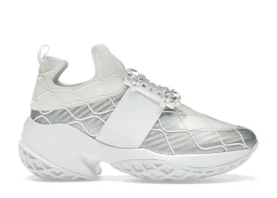 Pre-owned Roger Vivier Viv' Run Fabric Crystal Buckle (women's) Sneakers In Silver
