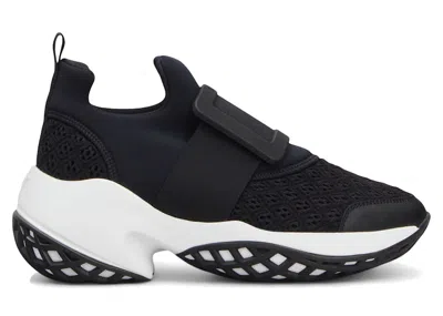 Pre-owned Roger Vivier Viv' Run Fabric White (women's) Sneakers In Black
