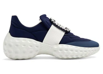 Pre-owned Roger Vivier Viv' Run Light Crystal Buckle (women's) Sneakers In Blue/white