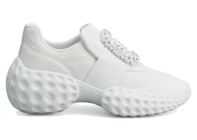Pre-owned Roger Vivier Viv' Run Light Crystal Buckle (women's) Sneakers In White