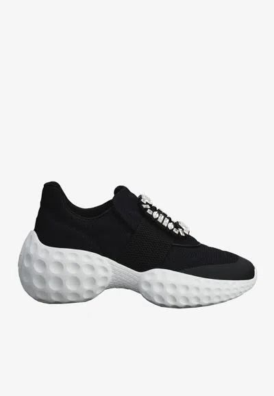 ROGER VIVIER VIV' RUN LIGHT CRYSTAL EMBELLISHED BUCKLE SNEAKERS