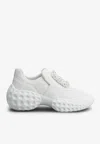 Roger Vivier Viv Run Crystal-embellished Mesh And Leather Slip-on Sneakers In White