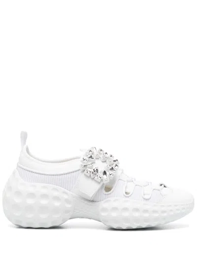 Roger Vivier Viv Run Light Strass Sneakers In White