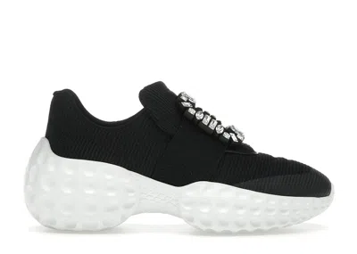 Pre-owned Roger Vivier Viv' Run Light White Crystal Buckle (women's) Sneakers In Black