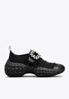 Roger Vivier Light Strass Sneakers Crystal-buckle Detail In Black
