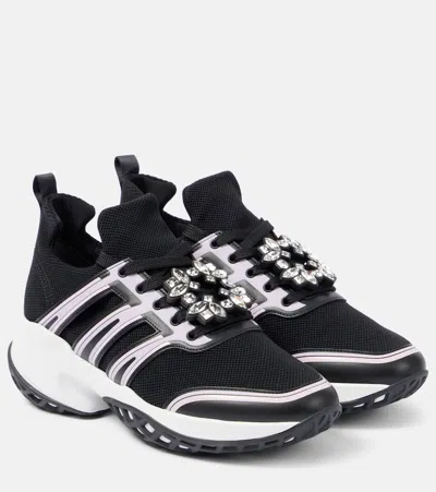 Roger Vivier Viv Run Mesh Sneakers In Nero / Rosa & Lilac