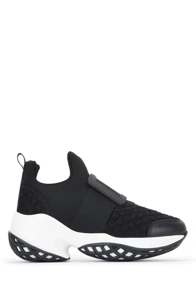 Roger Vivier Run Sneakers With Ridged Rubber Sole In Black