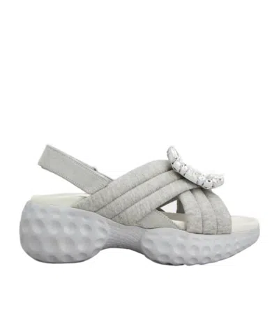 Roger Vivier Viv' Run Sandals In Jersey In Gray