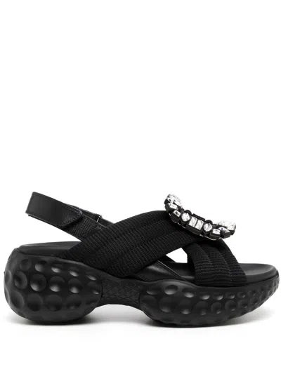 Roger Vivier Viv Run Slingback Sandals In Black