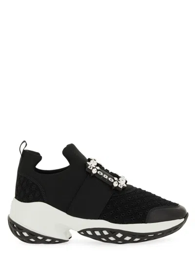 Roger Vivier Viv Run Slip-on Crystal Accents Sneakers In Black