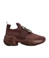 Roger Vivier Viv' Run Sneakers In Fabric In Burgundy