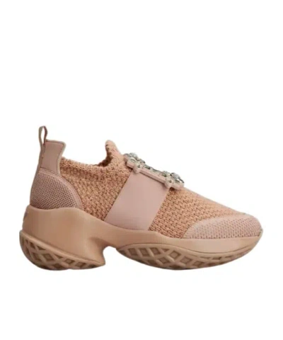 Roger Vivier Viv' Run Sneakers In Knit In Pink