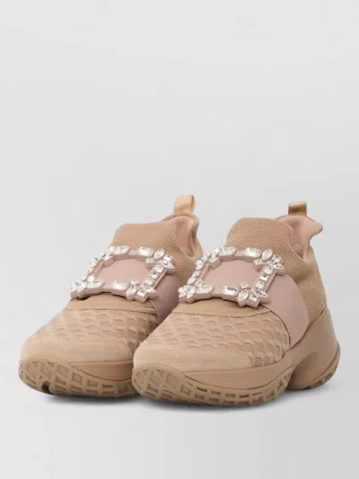 Roger Vivier Viv Run Trainers With Crystals Collantcoloured In Pink