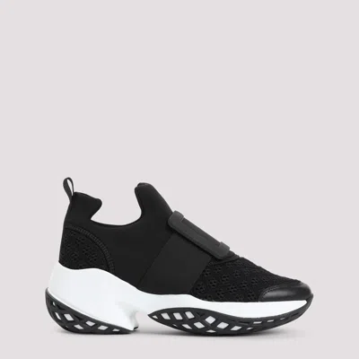 Roger Vivier Woman Sneakers Black Size 11.5 Textile Fibers, Soft Leather