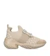 Roger Vivier Crystal Buckle Mesh Sneakers In Beige