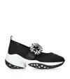 Roger Vivier Viv Run Strass Buckle Hybrid Slip Ons In Black