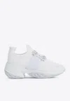 Roger Vivier Viv Run Crystal-embellished Mesh And Leather Slip-on Sneakers In White