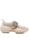 Roger Vivier Light Strass Trekking Sneaker With Embellished Strap In Beige