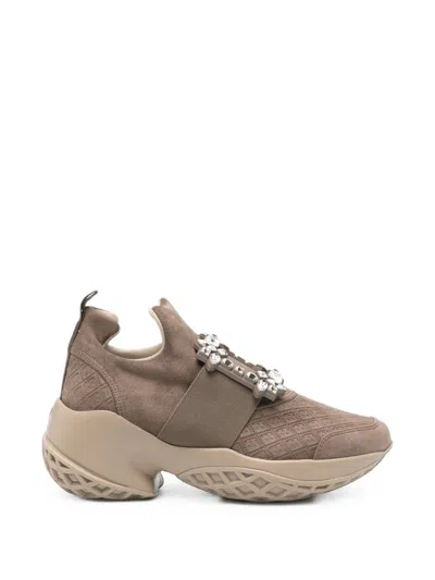 Roger Vivier Viv Run Strass Sneakers In Brown