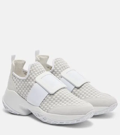 Roger Vivier Viv' Run Woven Sneakers In White