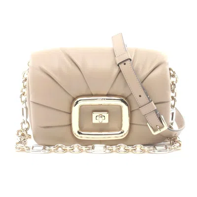 Roger Vivier Viv Shock Leather Shoulder Bag In Sand