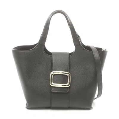 Roger Vivier Viv Shock Mini Leather Handbag In Black