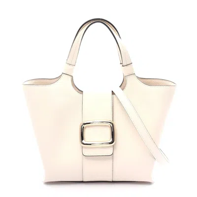 Roger Vivier Viv Shock Mini Leather Handbag In White