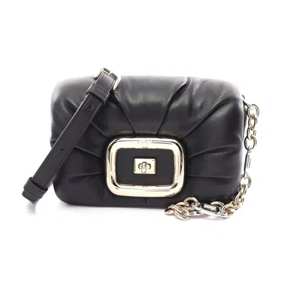 Roger Vivier Viv Shock Mini Leather Shoulder Bag In Black