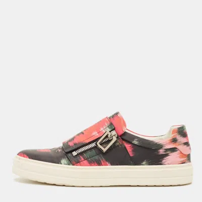 Pre-owned Roger Vivier Viv Size 38 Multicolor Print Leather Slip On Sneakers