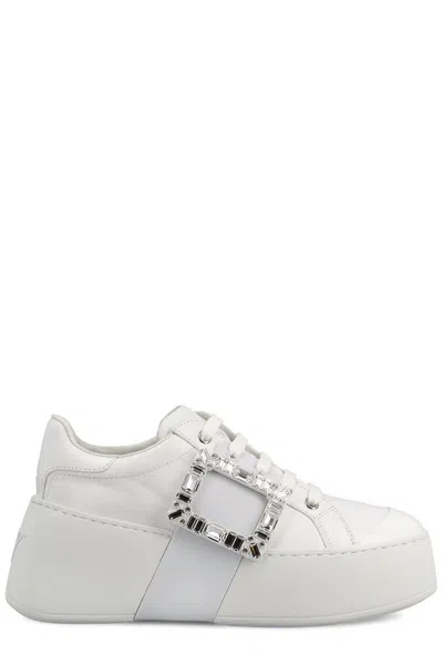 Roger Vivier Viv Skate Embellished Sneakers In White