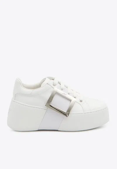 Roger Vivier Viv' Skate Flatform Sneakers In White