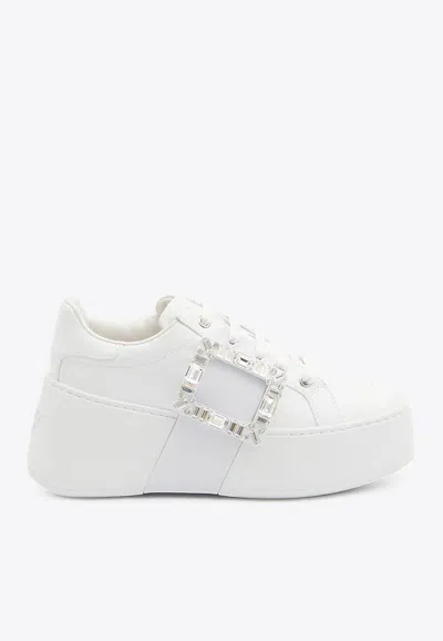 Roger Vivier Viv' Skate Flatform Sneakers In White