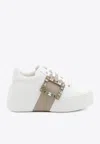 Roger Vivier Viv Skate Crystal Embellished Platform Sneaker In White