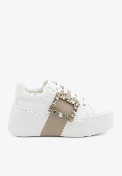 Roger Vivier Viv' Skate Flatform Sneakers In White