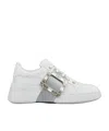 Roger Vivier White Viv Skate Sneakers With Rhinestone Buckles In White
