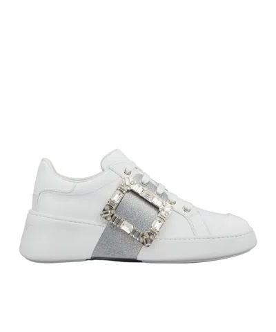 ROGER VIVIER ROGER VIVIER VIV' SKATE GLITTER EMBELLISHED BUCKLE SNEAKERS
