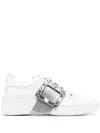 Roger Vivier White Viv Skate Sneakers With Rhinestone Buckles In White