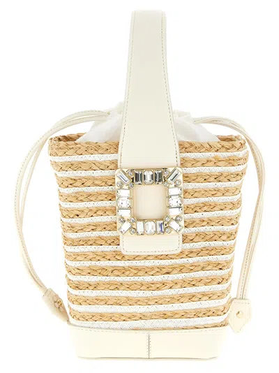 Roger Vivier Viv Skate Mini Bucket Bag In White