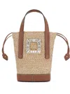Roger Vivier Viv Skate Rafia Bucket Bag In Neutral