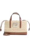 Roger Vivier Rv Skate Straw Flowers Handbag Women In Beige