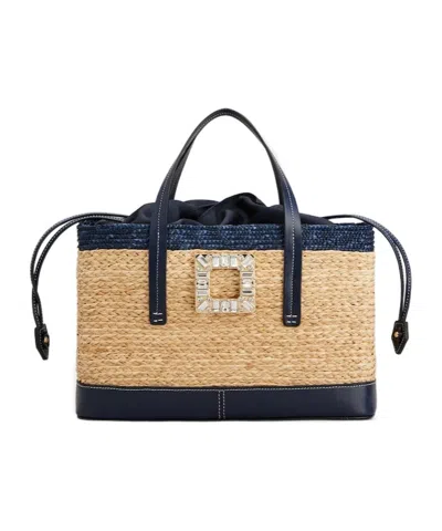 Roger Vivier Viv' Skate Shopping Bag In Raffia
