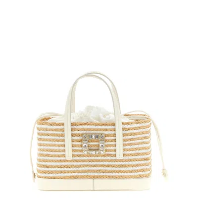 Roger Vivier Viv Skate Small Shopping Bag In Neutral