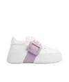 Roger Vivier Elegant Leather Skate Sneakers With Patent Toe In White