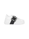 Roger Vivier Viv Skate High Strass Leather Sneakers In White