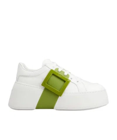 Roger Vivier Viv' Skate Sneakers In Leather In White