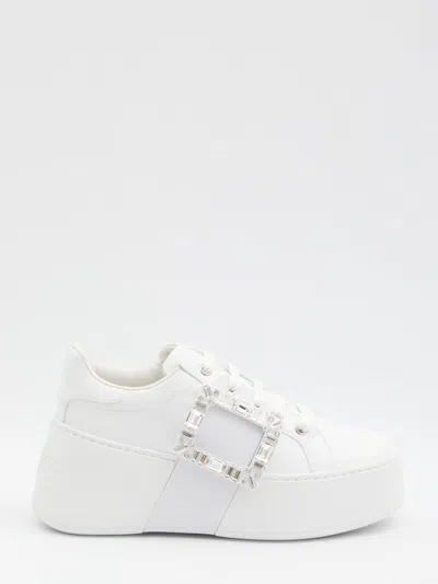 Roger Vivier Viv' Skate Sneakers In Leather In White