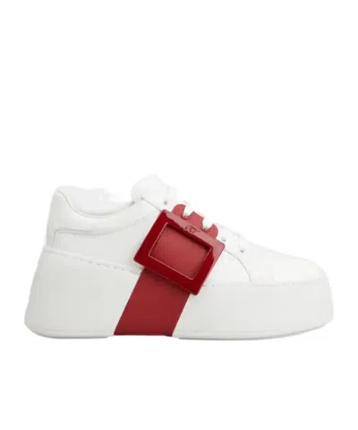 Roger Vivier Viv' Skate Sneakers In Leather In White