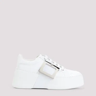 Roger Vivier Viv' Skate Sneakers In Leather Woman In White