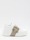 Roger Vivier Viv Skate Crystal Embellished Platform Sneaker In White